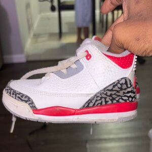 Jordan Kids White and Red Sneakers